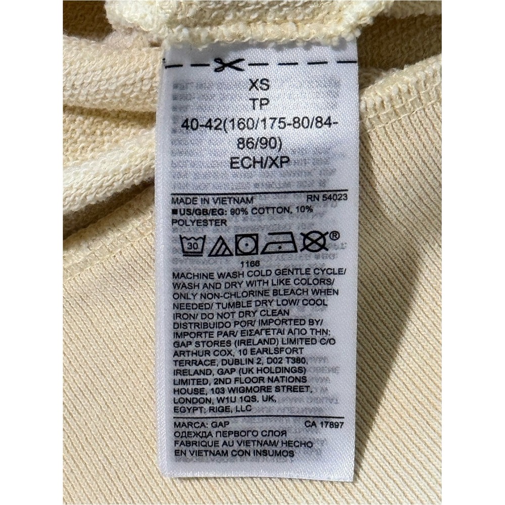 Gap Vintage Soft Henley Sweatshirt Butter Cream Button Placket Raglan XS - Picture 5 of 7